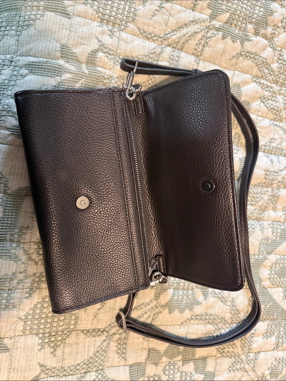Vera Bradley Black Pebbled Leather Crossbody Bag